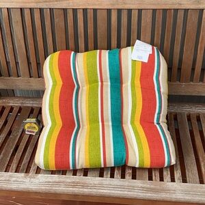 Floral Patterned Fabric and stripe outdoor pillow